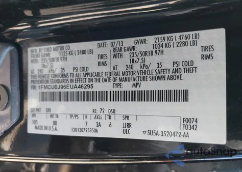 2014 Ford Escape Titanium from USA, damaged, VIN 1FMCU0J96EUA46295